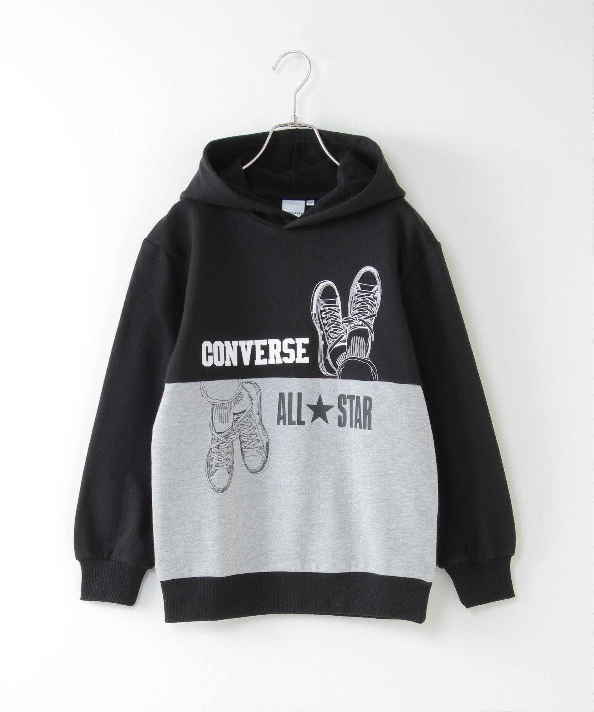 イッカ 【SALE／20%OFF】ikka CONVERSE コンバース 裏起毛切り替えパーカー(130~160cm) イッカ トップス カットソー・Tシャツ ブラック ベージュ