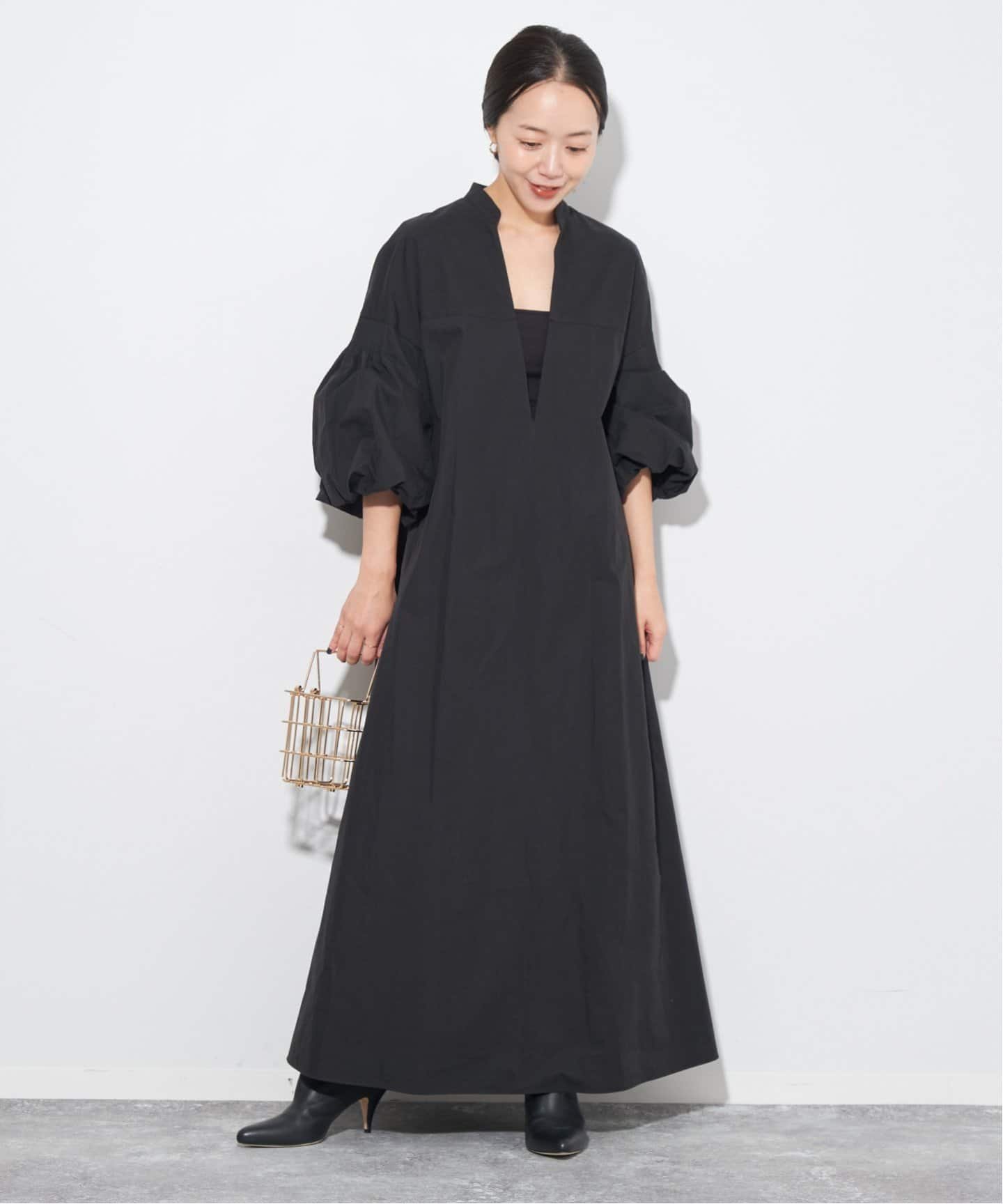 plage BALOON SLEEVE シャツワンピース プラージュ ワンピース・ドレス ワンピース ブラック ブラウン【送料無料】のサムネイル