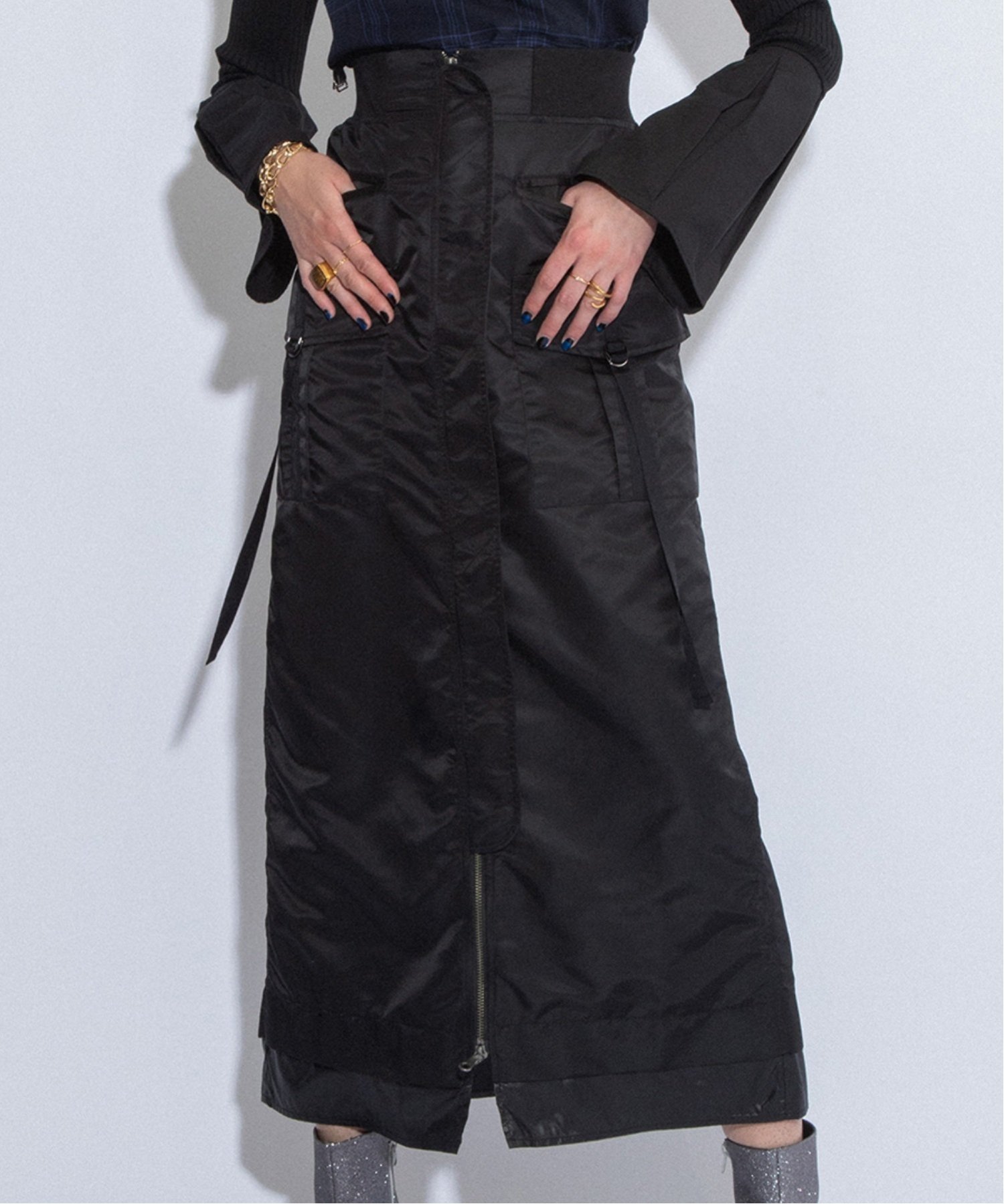 AULA AILA MA-1 SKIRT アウラアイラ スカート ロング・マキシスカート ブラック【送料無料】のサムネイル