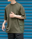 【SALE/51%OFF】URBAN RESEARCH ITEMS 『XLサイズあり』サイドポケットキリカエ クルーネックTシャツ アーバンリサーチアイテムズ トップス カットソー・Tシャツ ホワイト グレー ブラック カーキグリーン