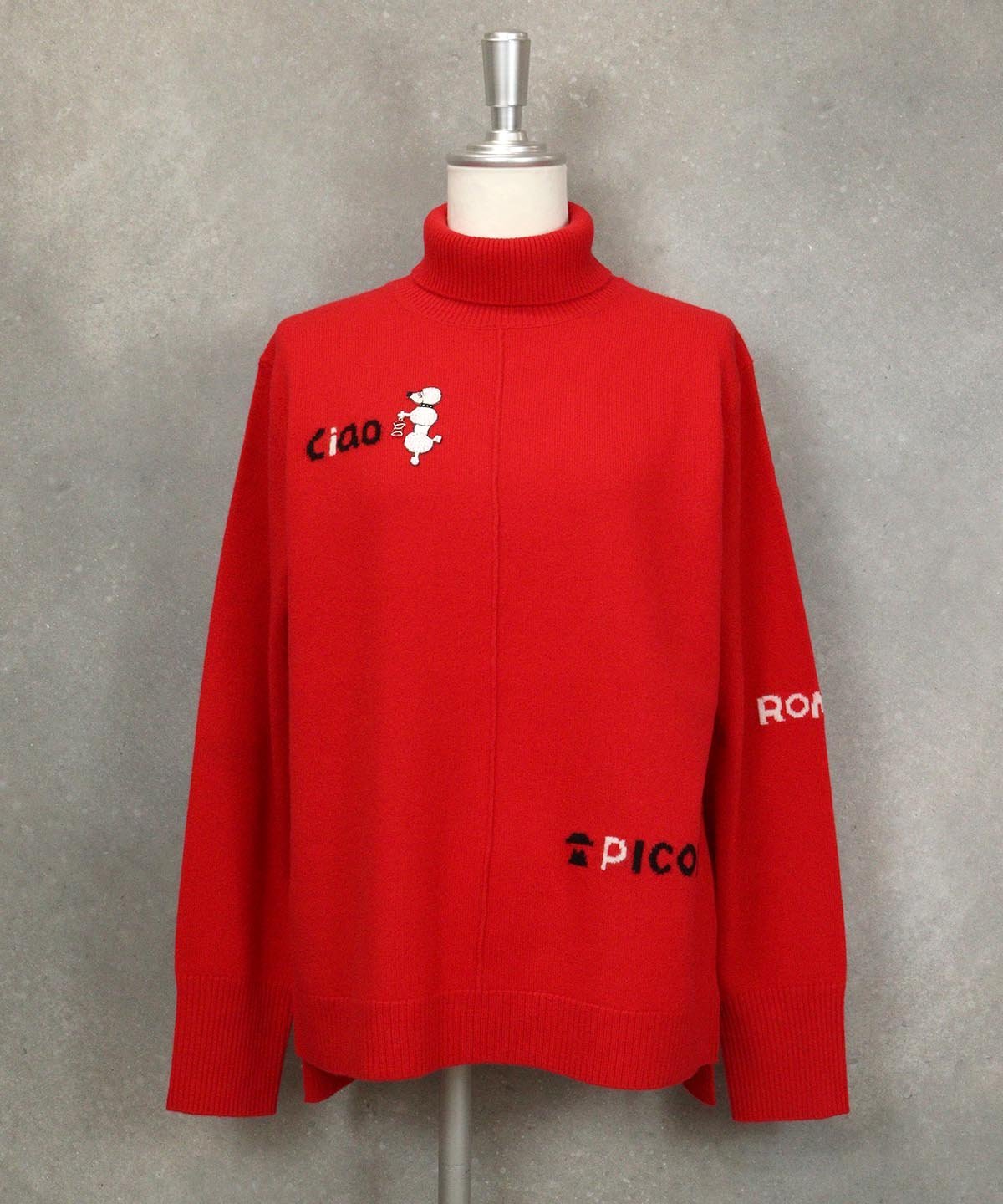 【SALE／30%OFF】STUDIO PICONE カシミヤ100%ロゴタートルニット スタジオピッコーネ トップス ニット ブラック レッド ピンク ホワイト【送料無料】