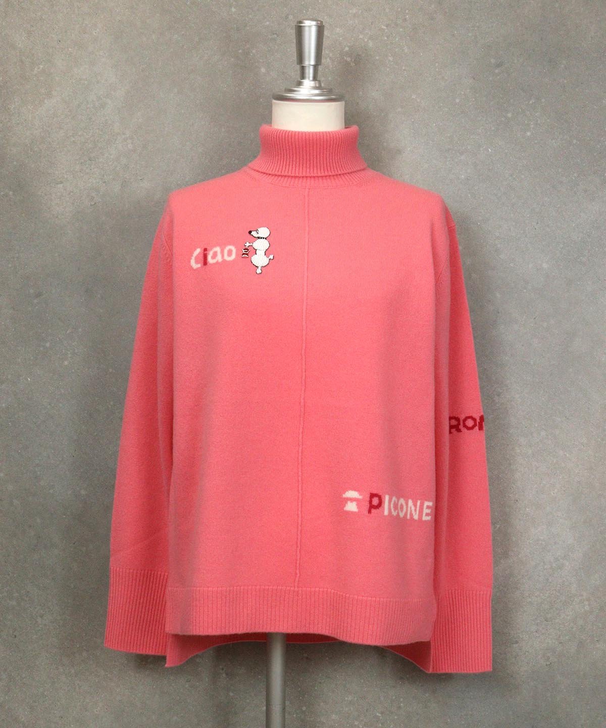 【SALE／30%OFF】STUDIO PICONE カシミヤ100%ロゴタートルニット スタジオピッコーネ トップス ニット ブラック レッド ピンク ホワイト【送料無料】
