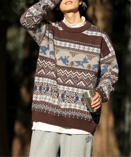 【SALE/30%OFF】HOOK HOOK/(U)【HOOK】古着風民族模様ニット風スウェット アイモハ トップス スウェット・トレーナー ベージュ ブラウン 【SALE/30%OFF】HOOK HOOK/(U)【HOOK】古着風民族模様ニット風スウェット アイモハ トップス スウェット・トレーナー ベージュ ブラウン