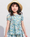 BeBe 【お揃い】ドビーフラワーガーデンプリントパフスリーブブラウス(100~140cm) ベベ オンライン ストア トップス シャツ・ブラウス ブルー グリーン【送料無料】
