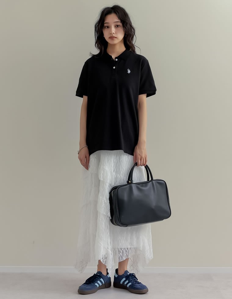 【SALE／35%OFF】Re:EDIT レースティアードアシンメトリースカート リエディ スカート ロング・マキシスカート ブラック ホワイト【送料無料】 stylife-15053261 Rakuten Fashion サンプル画像3