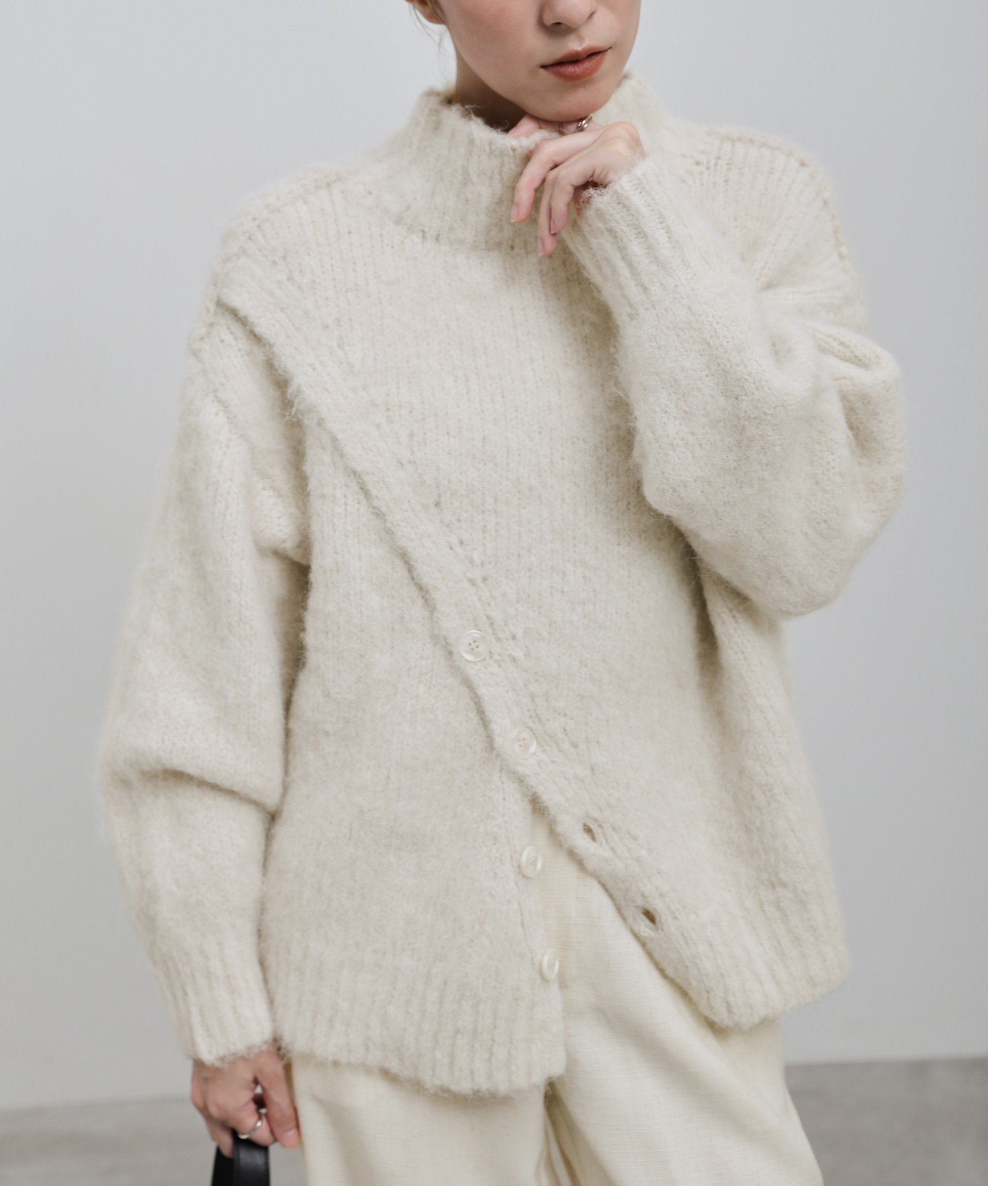 SELECT MOCA 2WAYボタンスリットモヘアライクニット セレクトモカ トップス ニット