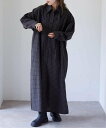 OUTDOOR PRODUCTS Usual Things ≪予約≫チェックボウタイロングシャツワンピース アウトドアプロダクツユージュアルシングス ワンピース・ドレス ワンピース ブラック ブラウン【送料無料】