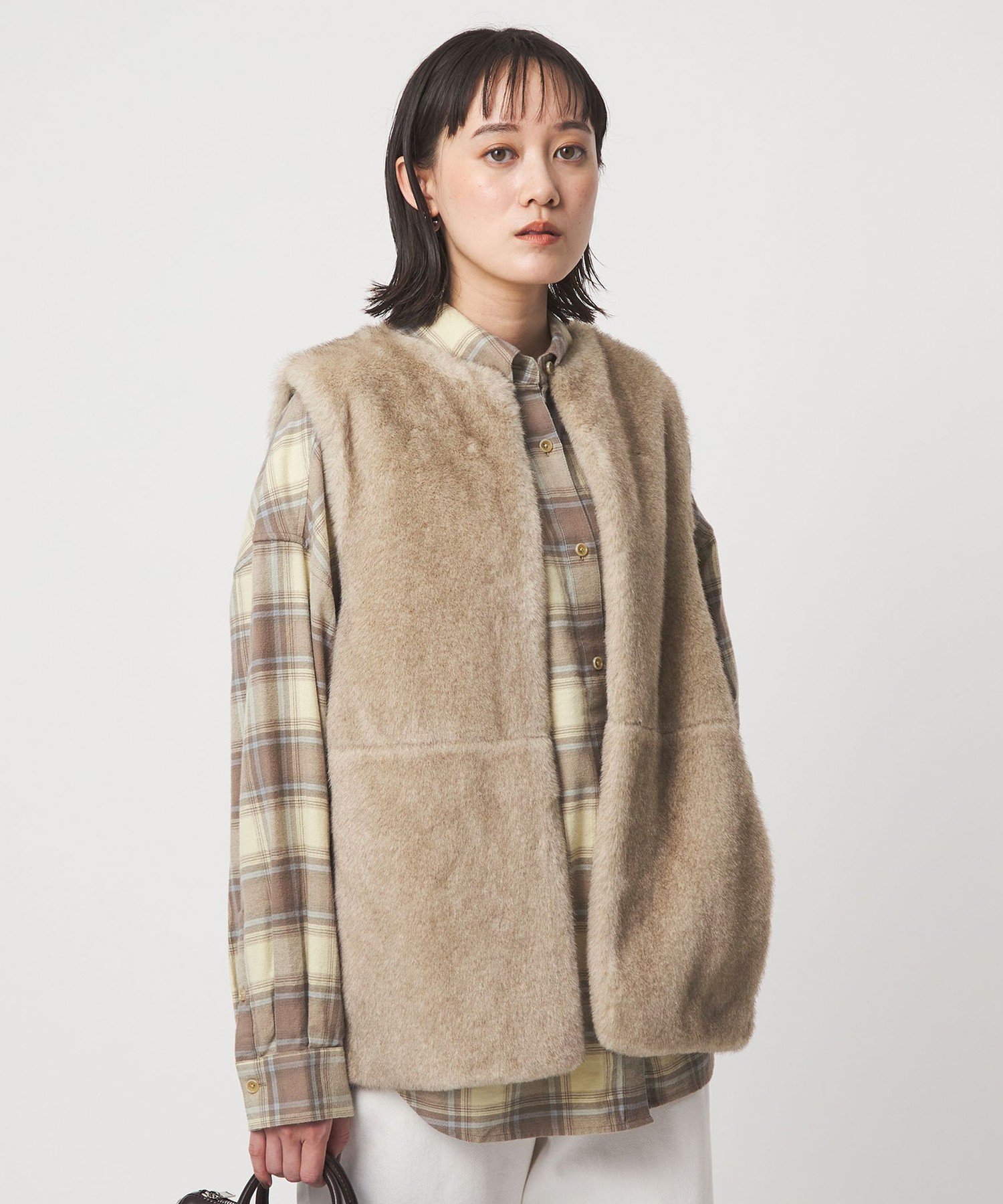 UNITED ARROWS  ウールジレ UNITED ARROWS ベスト ジレ ファーライク ボア レディース