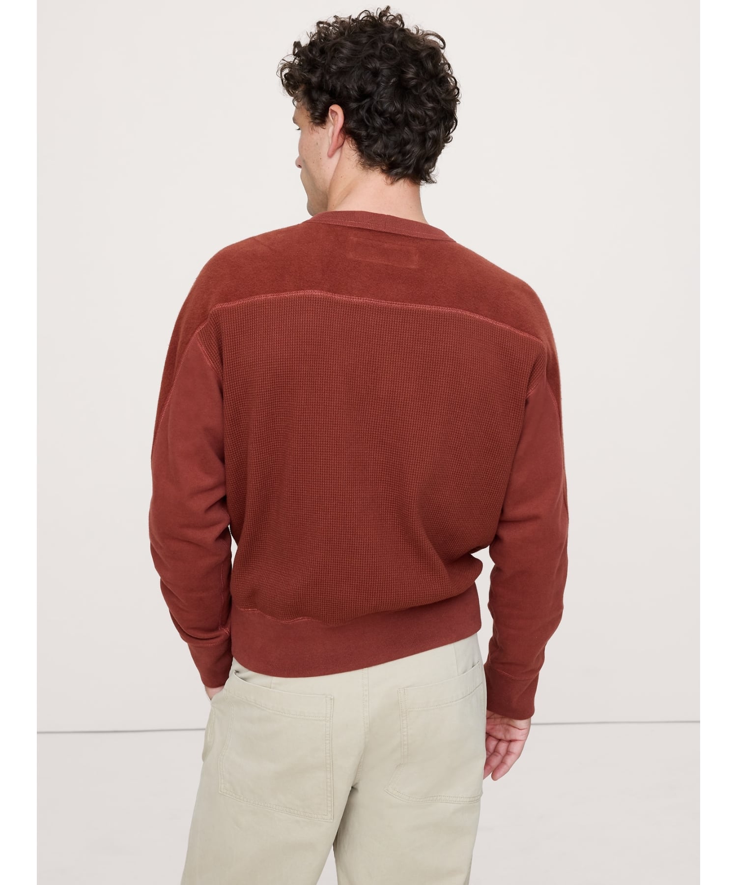 【SALE／60%OFF】BANANA REPUBLIC (M)パッチワーク クルーネック スウェットシャツ バナナ・リパブリック トップス スウェット・トレーナー ブラウン グリーン【送料無料】