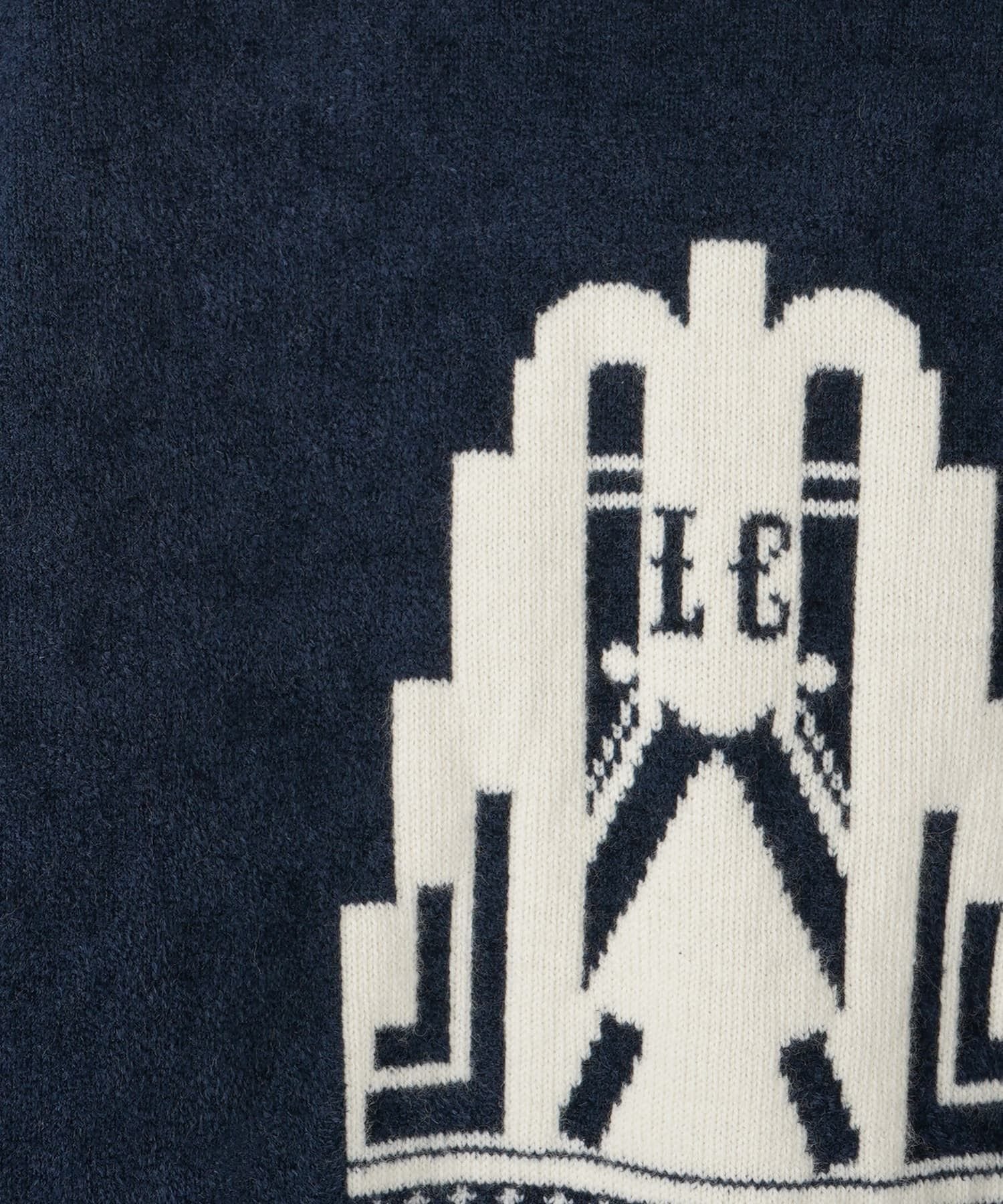 【SALE／50%OFF】LANVIN COLLECTION ART DECOジャカード配色ニット ランバン コレクション トップス ニット ホワイト ネイビー【送料無料】
