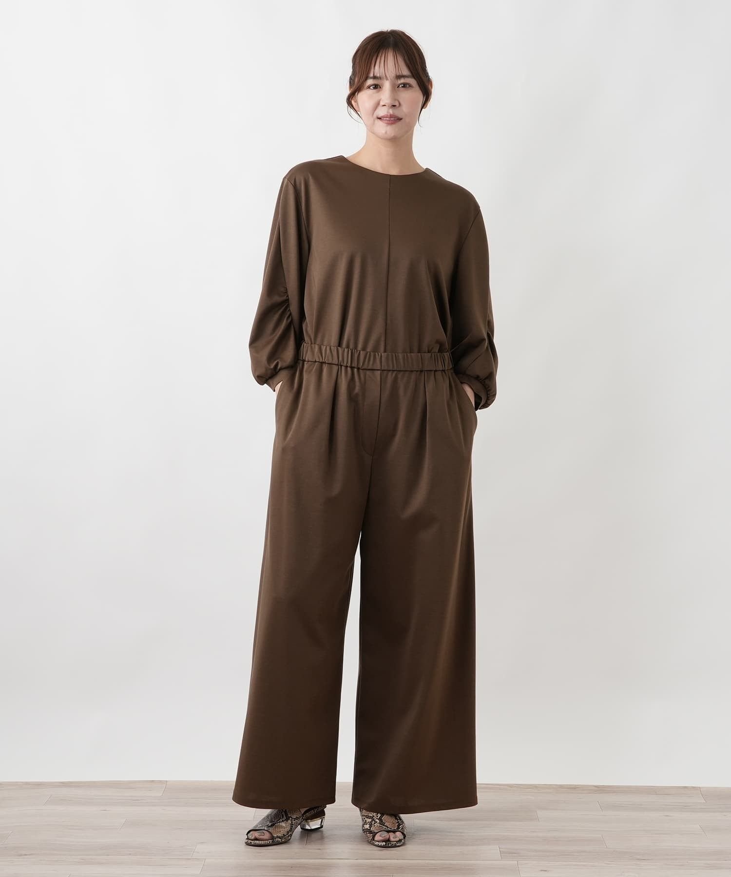 Leilian PLUS HOUSE ジャージワイドパンツ【BOURGE】 レリアン プラスハウス パンツ その他のパンツ ブラック
