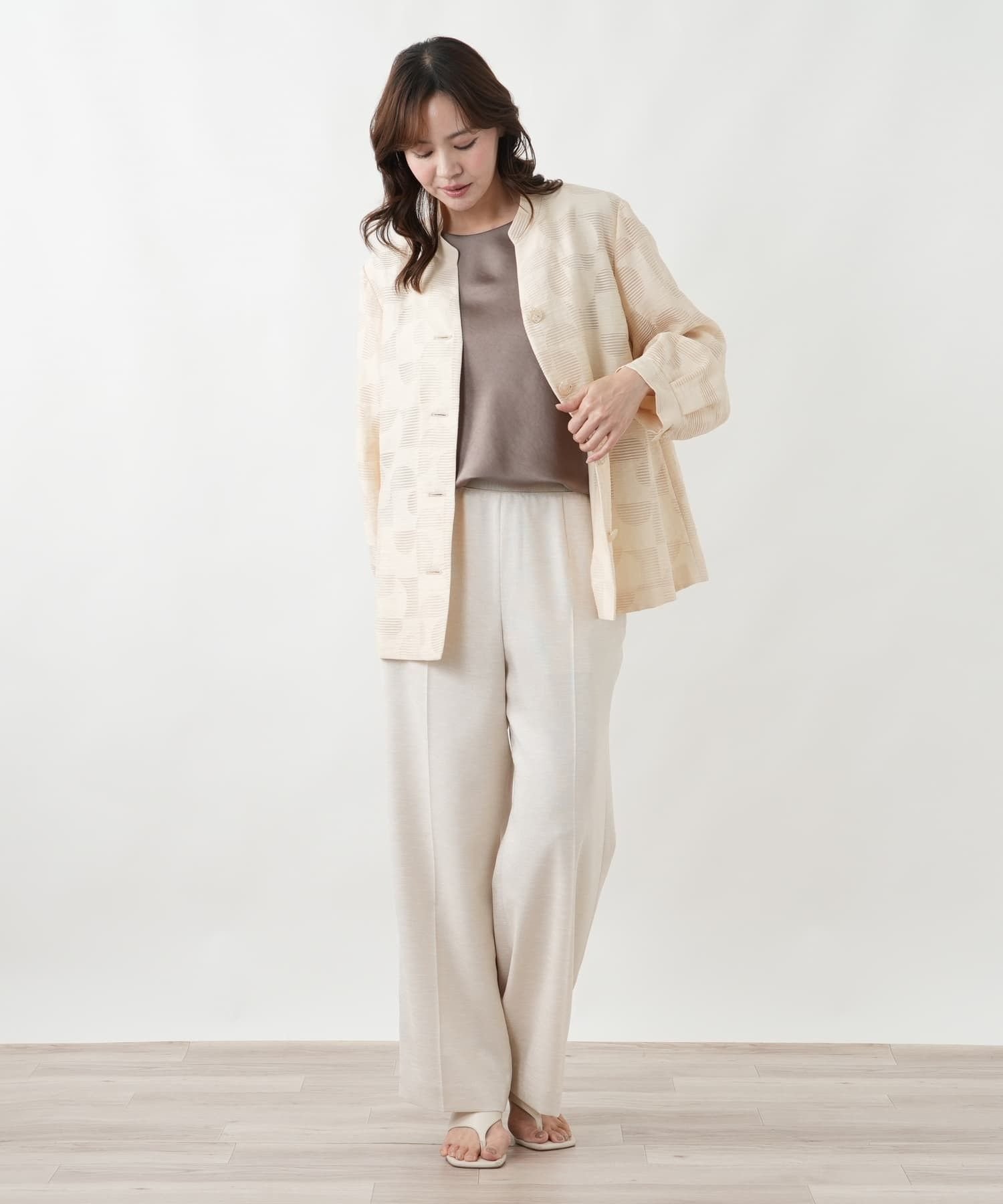Leilian PLUS HOUSE ジャケット【ROCHAS Premiere】 レリアン プラスハウス ジャケット・アウター テーラードジャケット・ブレザー ベージュ