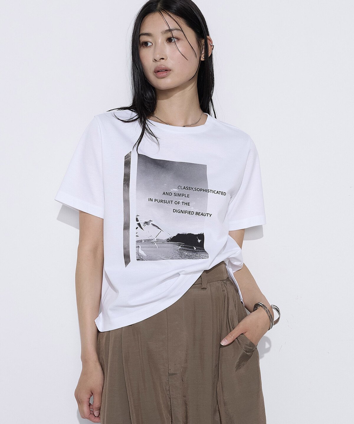 [ TALLサイズ ] スーピマコットンポンチ Tシャツ コムサ トップス カットソー・Tシャツ ホワイト ブルー ネイビー グリーン グレー