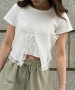 【SALE/80%OFF】SETUP7 SETUP7/レースリボンビスチェ Tシャツセット セットアップセブン トップス カットソー・Tシャツ ホワイト グレー