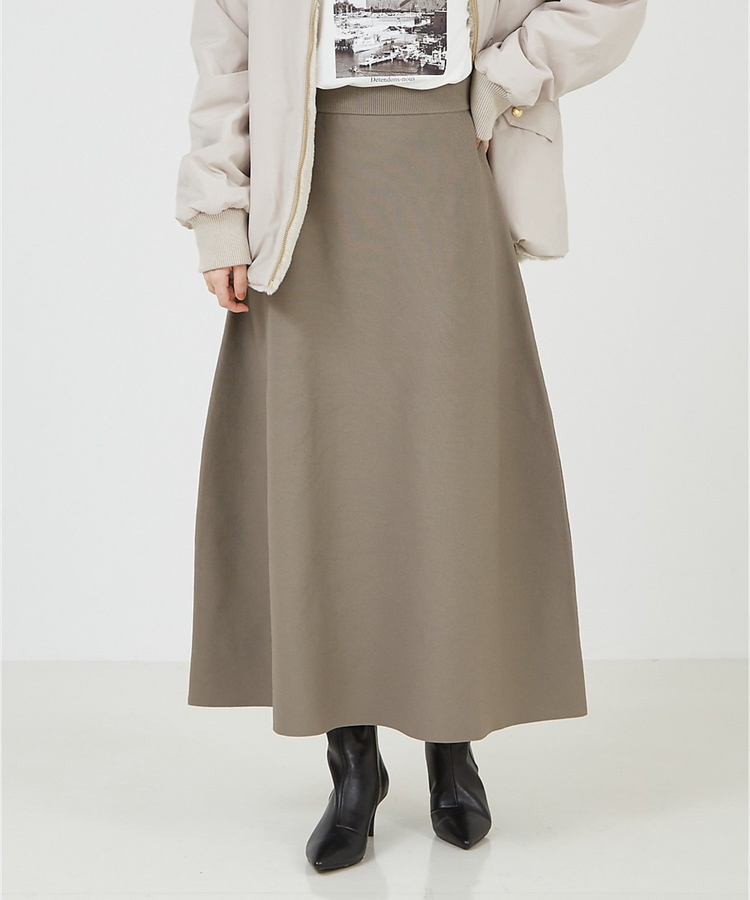 【SALE／30%OFF】abahouse mavie ニットフレアースカート アバハウス マヴィ スカート ロング・マキシスカート ブラック グレー【送料無料】
