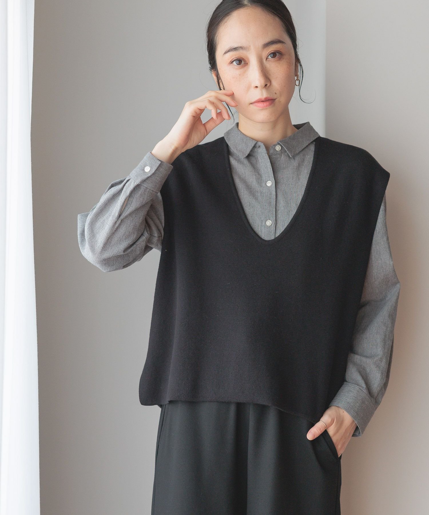 【SALE／50%OFF】studio CLIP 12ゲージミラノリブUネックベスト スタディオクリップ トップス ベスト・..