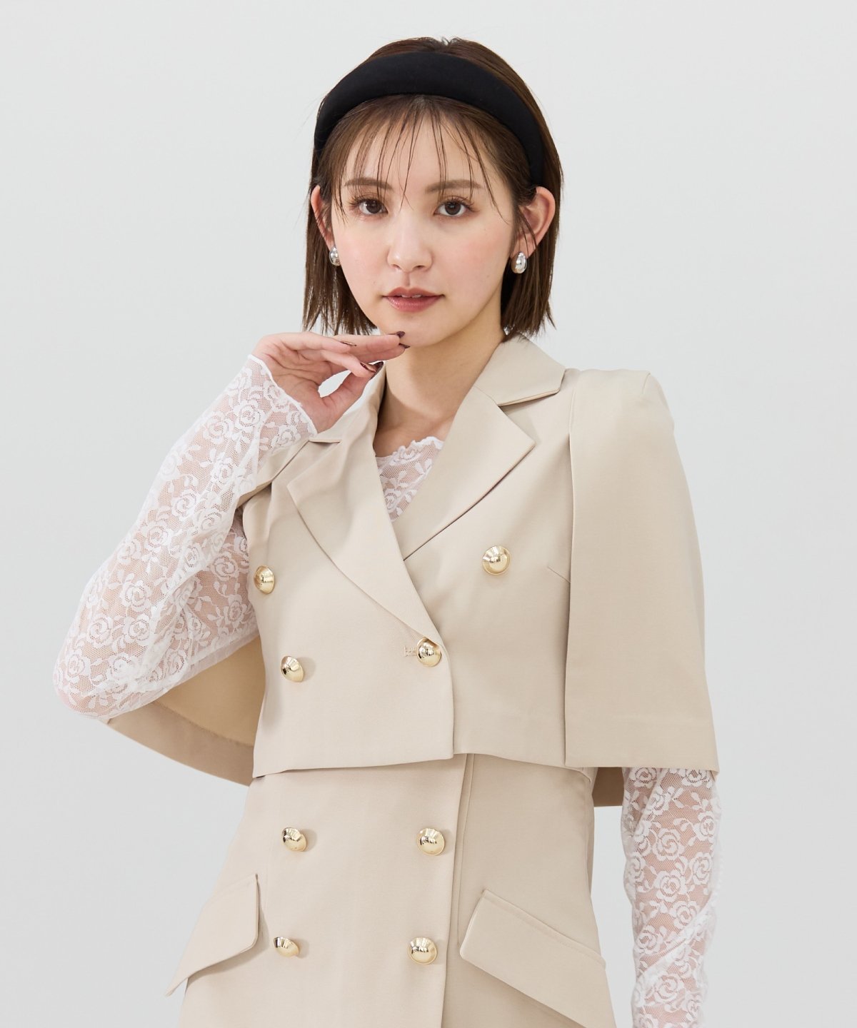 【SALE/50%OFF】REDYAZEL 【セットアップ可能】ケープデザインショートジャケット レディアゼル ジャケット・アウター その他のジャケット・アウタ...