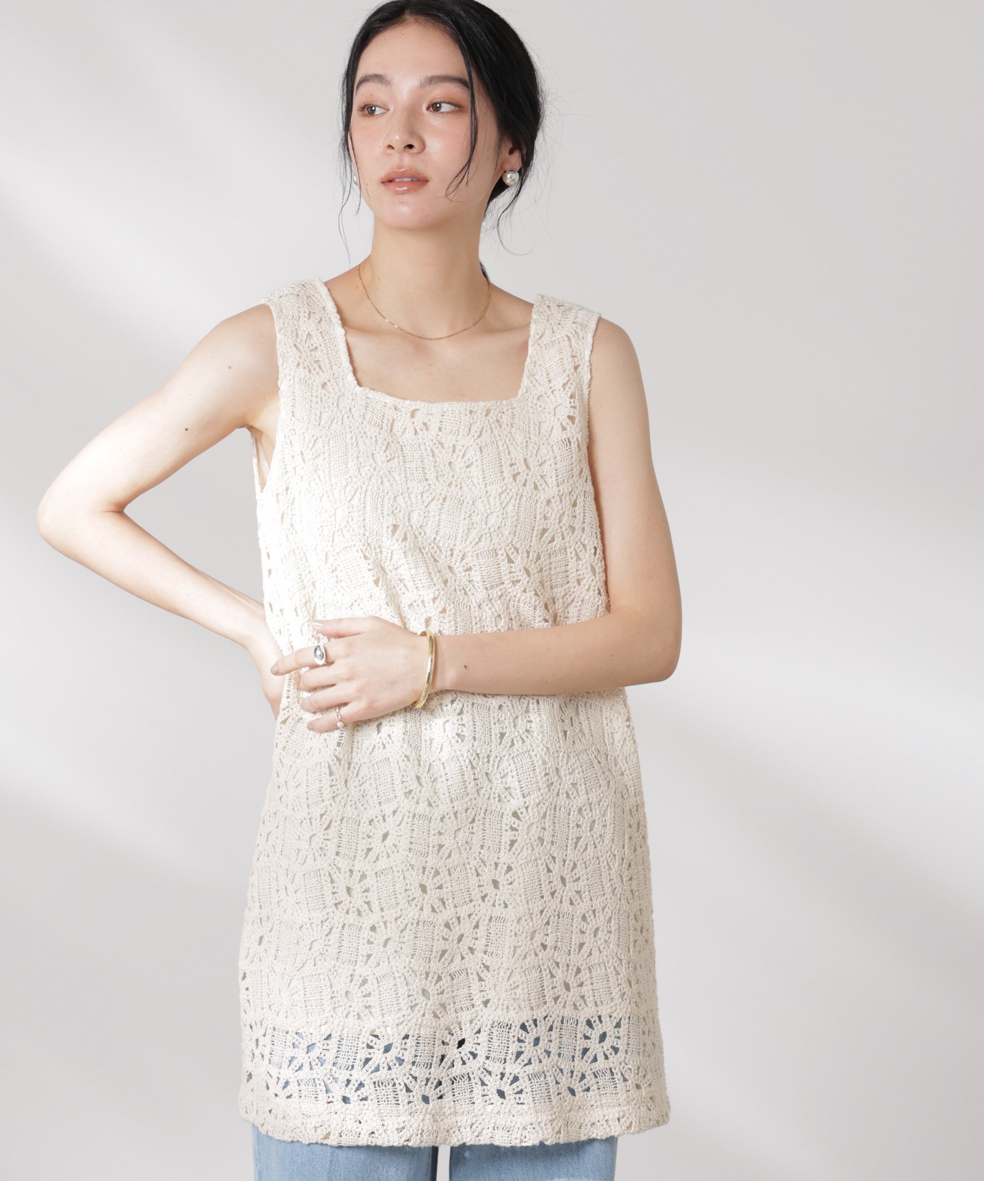 【SALE／50%OFF】NANO universe コットンコードレースミニワンピース(セットアップ可) ナノユニバース ワンピース・ドレス ワンピース グレー ホワイト【送料無料】 stylife-15091613 Rakuten Fashion サンプル画像3