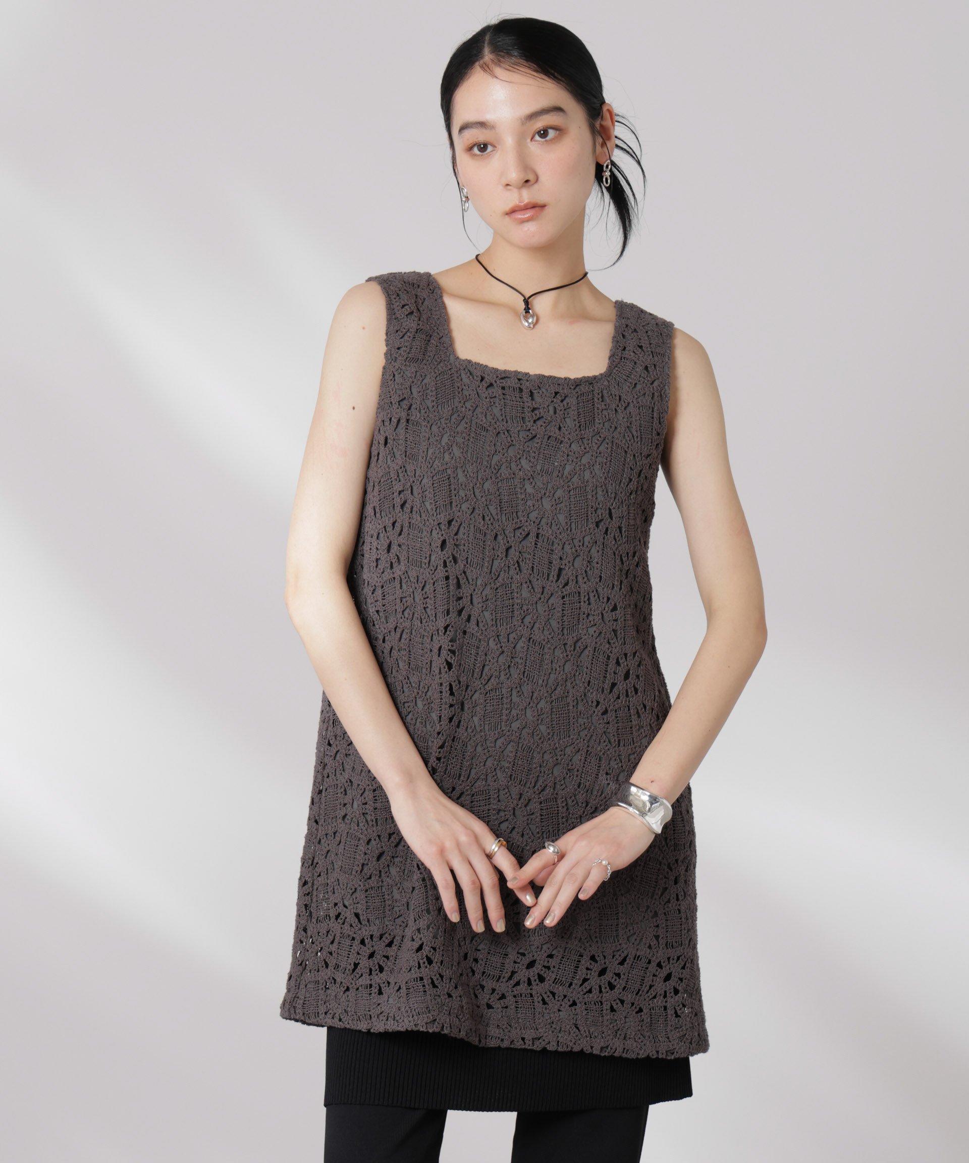 【SALE／50%OFF】NANO universe コットンコードレースミニワンピース(セットアップ可) ナノユニバース ワンピース・ドレス ワンピース グレー ホワイト【送料無料】 stylife-15091613 Rakuten Fashion サンプル画像2