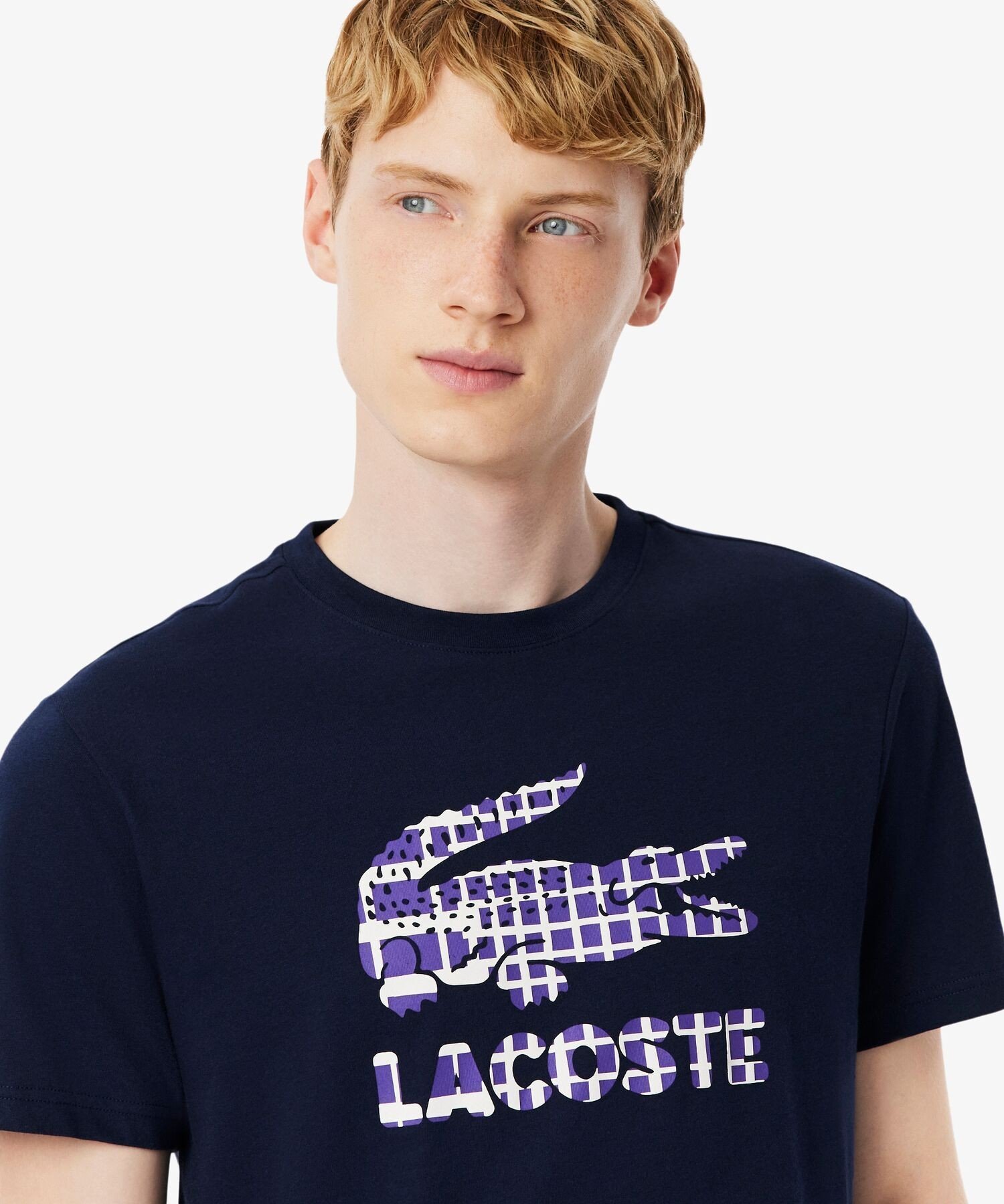 【SALE／30%OFF】LACOSTE 『ダニール・メドベージェフ』ラケットレイヤードグラフィックプリントTシャツ ラコステ トップス カットソー・Tシャツ ホワイト ネイビー【送料無料】
