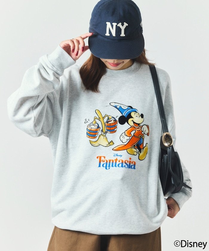 FREAK'S STORE DISNEY/ディズニー/『ファンタジア』/ブルーム/ミッキーマウス/フロッキープリント クルーネックスウェット 25AW フリークスストア トップス スウェット・トレーナー ブラック【送料無料】のサムネイル