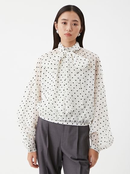 Mila Owen ボウタイシアーブラウス ミラオーウェン トップス シャツ・ブラウス ブラック ピンク【送料無料】