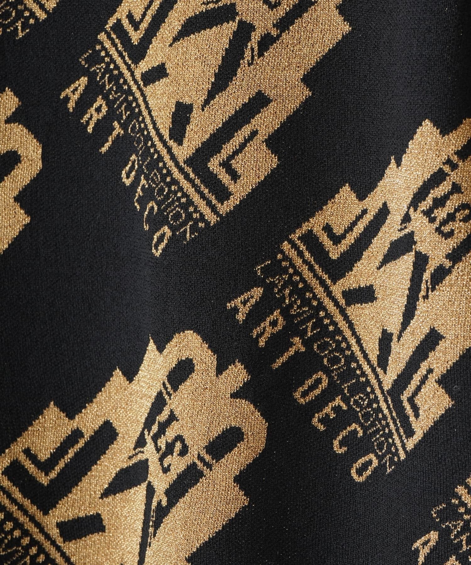 ART DECO ジャカード総柄ニット ランバン コレクション トップス ニット ホワイト ブラック