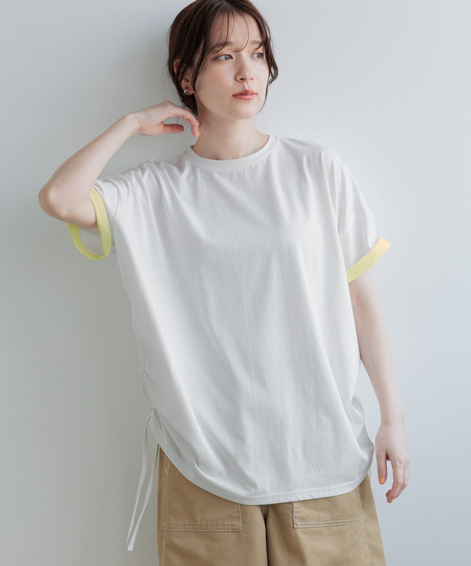 【SALE／60%OFF】studio CLIP 配色ドロストプルオーバー スタディオクリップ トップス カットソー・Tシャツ ブルー グリーン ホワイト