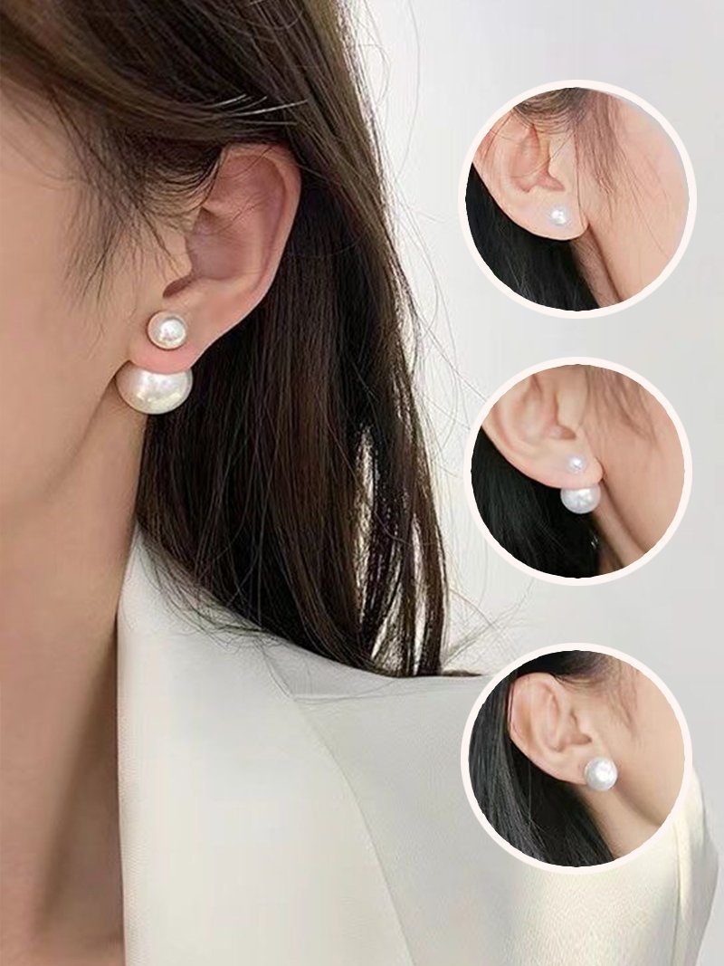ダブルパールピアス スレンダー アクセサリー・腕時計 ピアス シルバー
