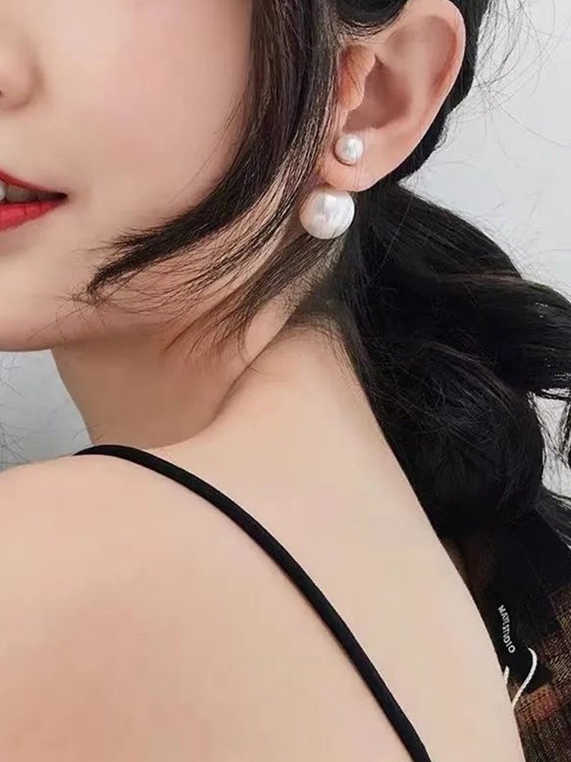 ダブルパールピアス スレンダー アクセサリー・腕時計 ピアス シルバー