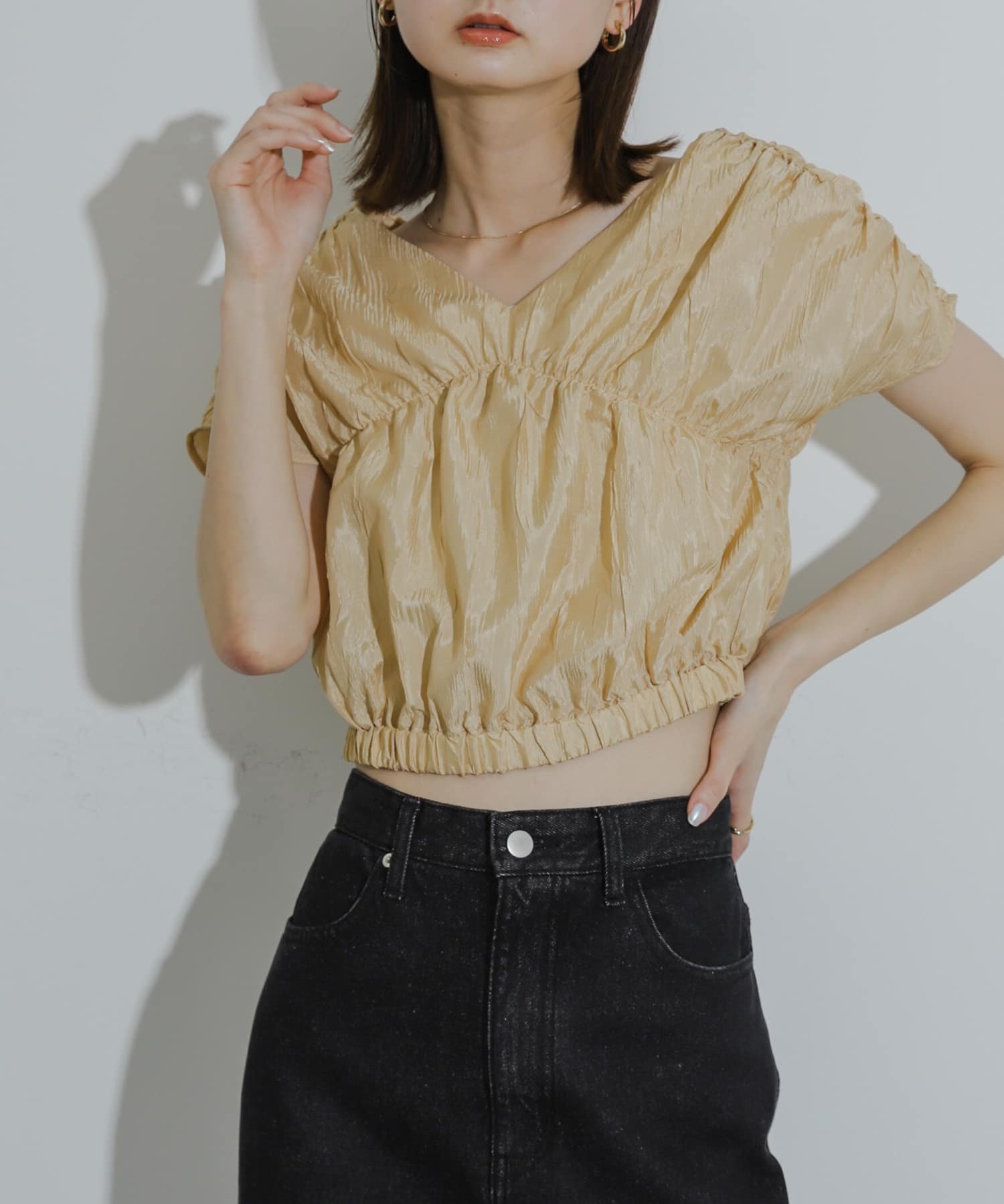 【SALE／50%OFF】SENSE OF PLACE クロップドギャザーブラウス センス オブ プレイス トップス シャツ・..