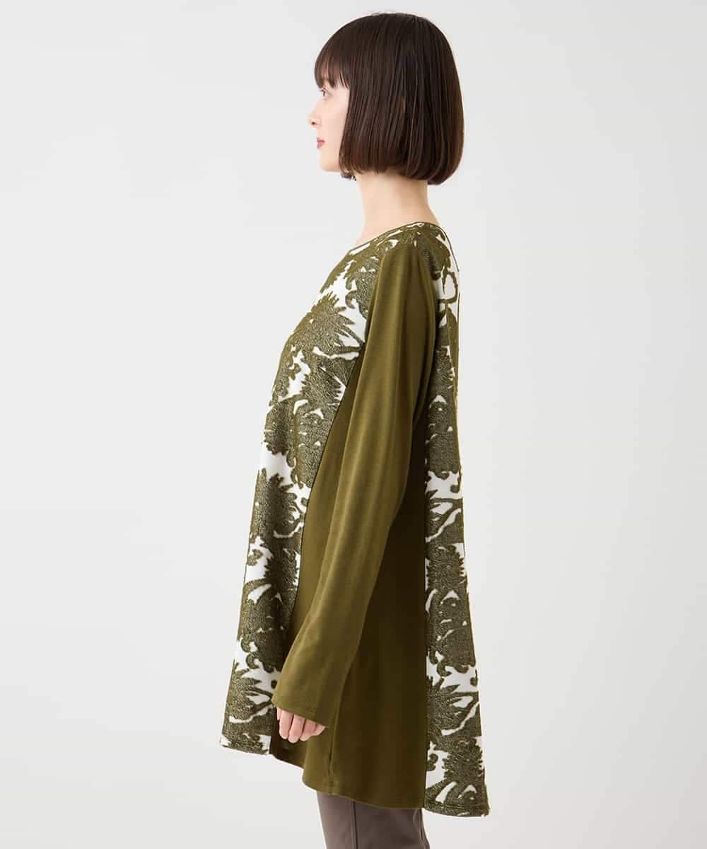 【SALE／50%OFF】HIROKO BIS 花柄カットジャカードチュニック /洗える ヒロコ ビス ワンピース・ドレス チュニック ネイビー カーキグリーン【送料無料】