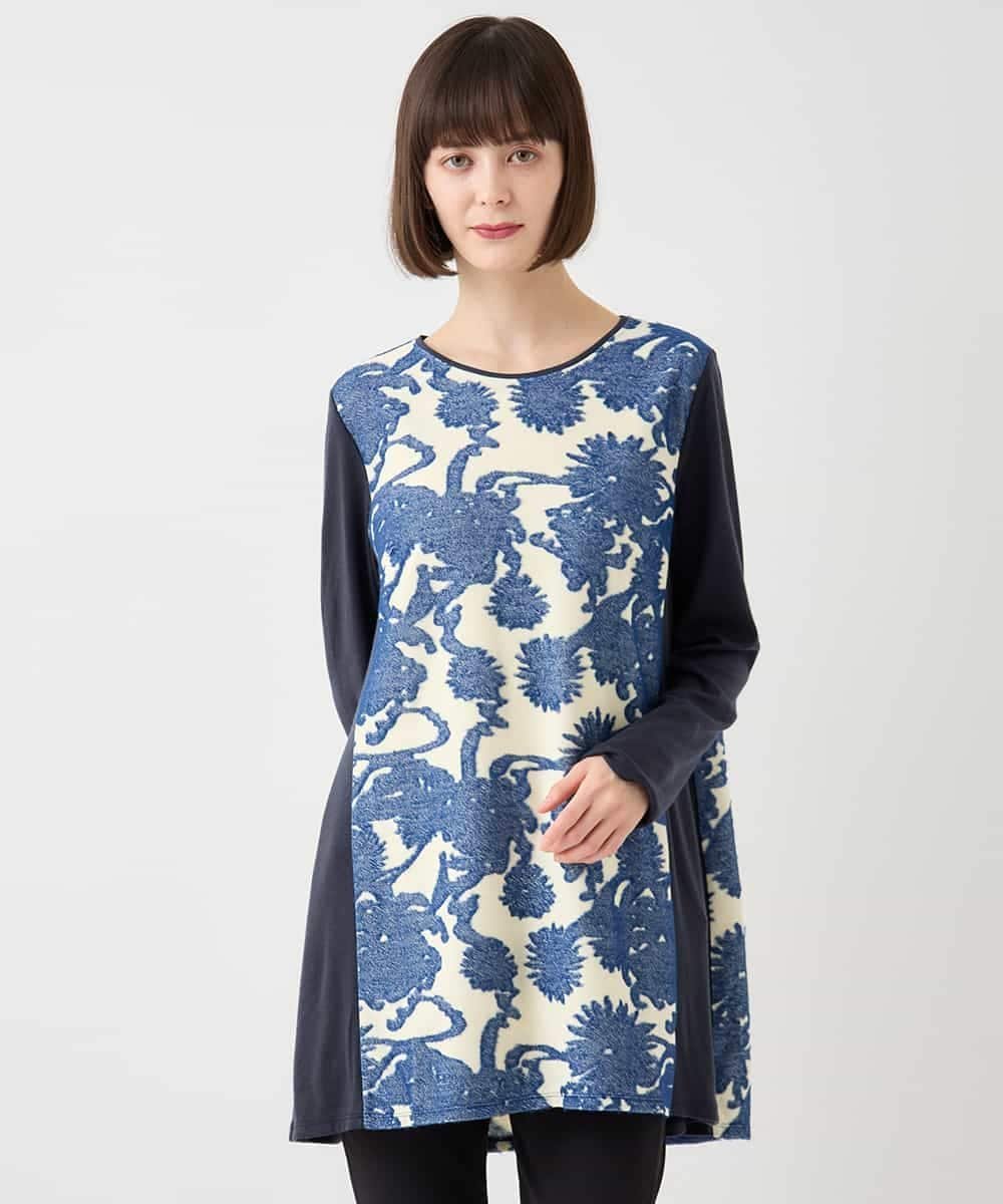【SALE／50%OFF】HIROKO BIS 花柄カットジャカードチュニック /洗える ヒロコ ビス ワンピース・ドレス チュニック ネイビー カーキグリーン【送料無料】