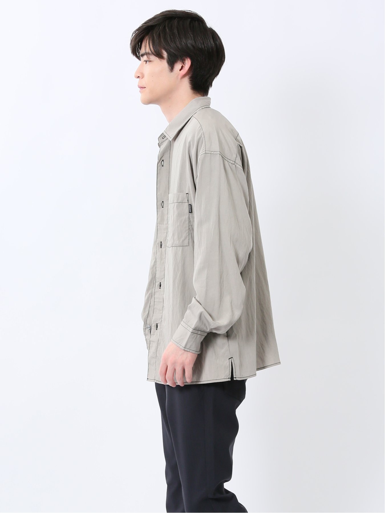 【SALE／20%OFF】m.f.editorial タスランステッチ レギュラーカラー長袖シャツ タカキュー トップス シャツ・ブラウス グレー【送料無料】