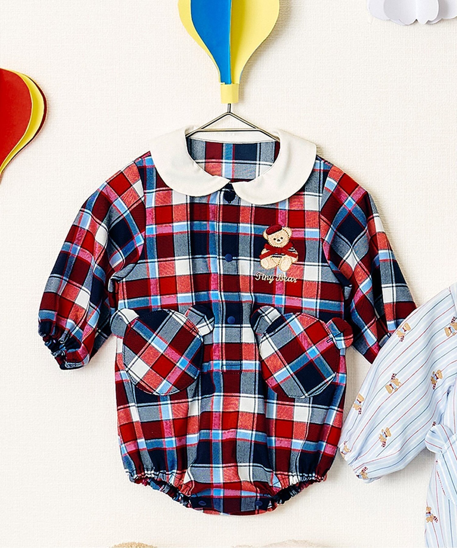 apres les cours tiny bear ストライプ&チェックボディースーツ エフオーオンラインストア マタニティウェア・ベビー用品 ロンパース・カバーオールのサムネイル