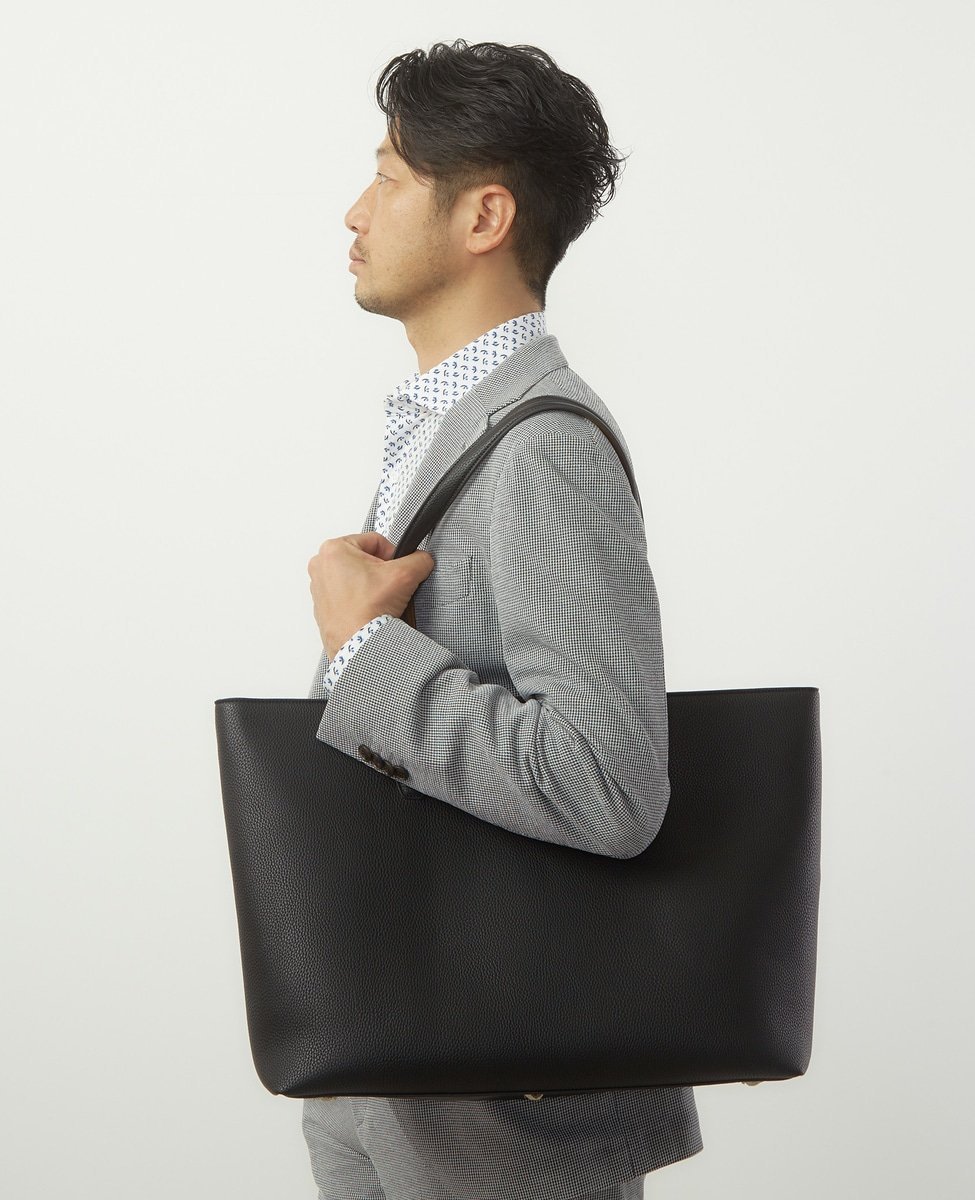 MEN'S MELROSE PUレザートートバッグ メンズメルローズ バッグ トートバッグ ブラック