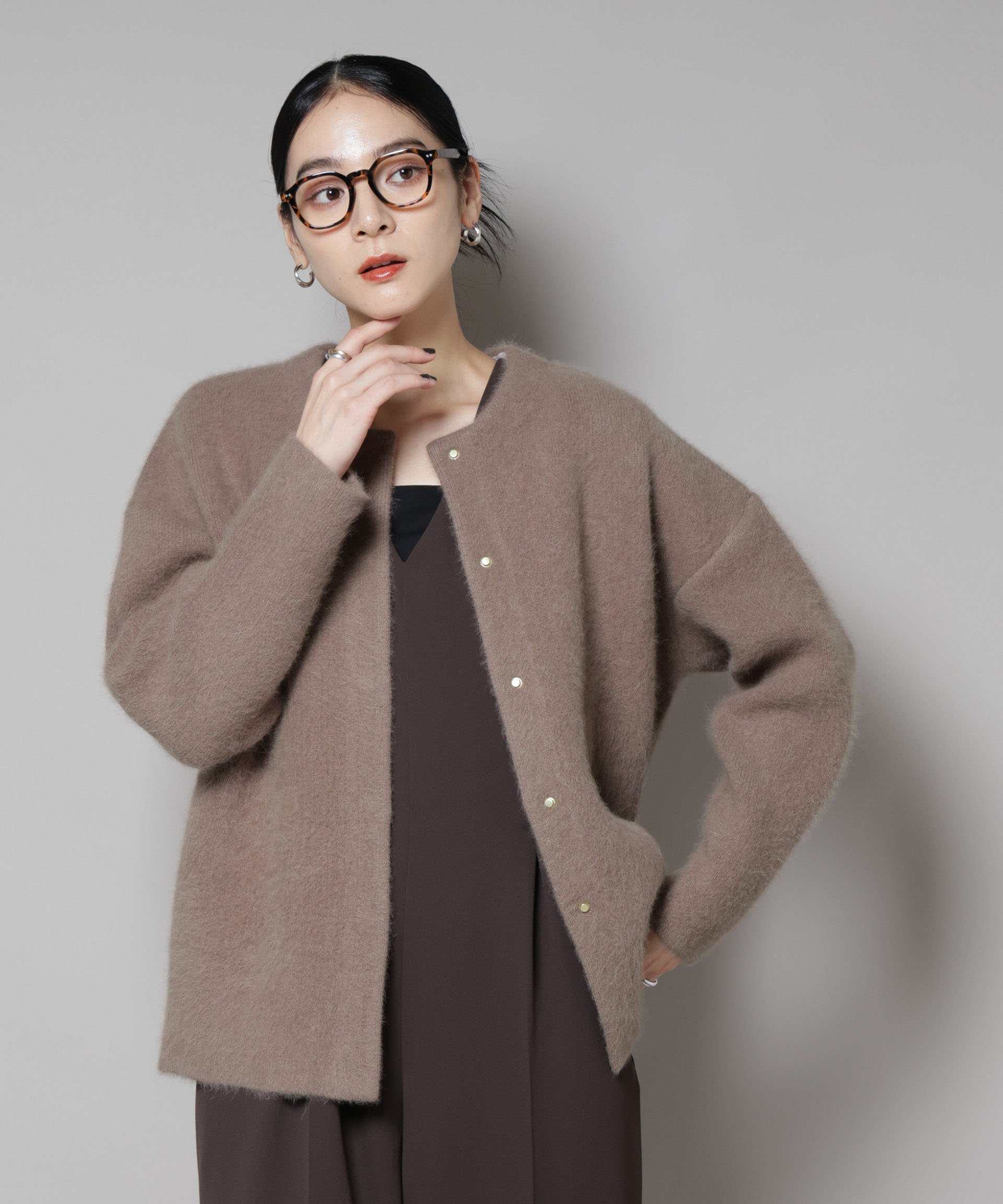 【SALE／40%OFF】NANO universe ウォッシャブルフォックスリバーニットジャケット ナノユニバース トップス ニット ブラウン ホワイト グレー【送料無料】 stylife-15252781 Rakuten Fashion サンプル画像3