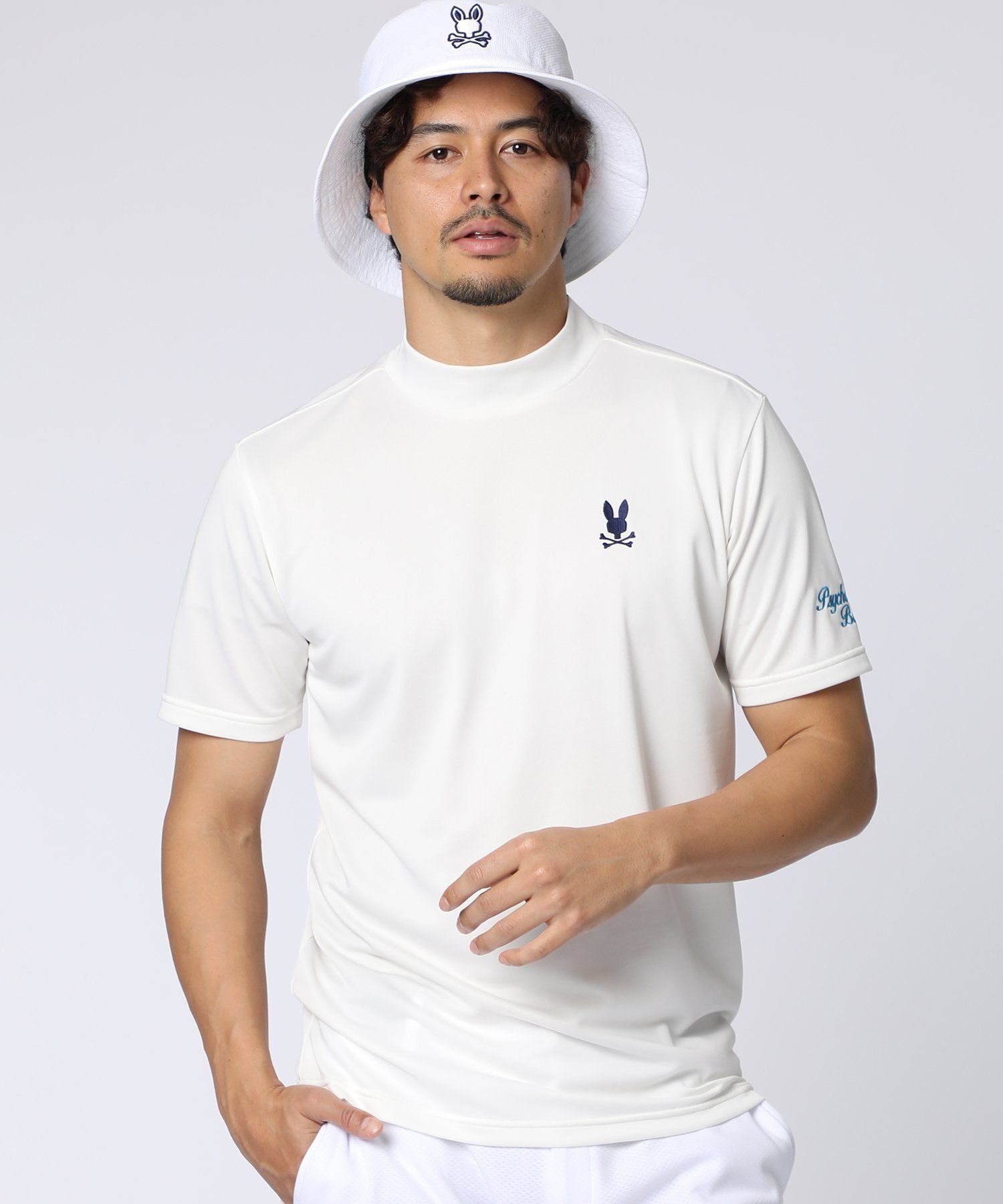 Psycho Bunny [GOLF]ベーシックバニー モックネックTシャツ サイコバニー トップス カットソー・Tシャツ ホワイト ブラック【送料無料】