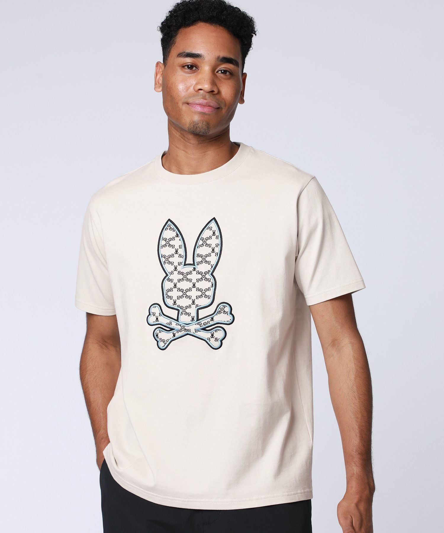 Psycho Bunny 3D刺繍グラフィックTシャツ サイコバニー トップス カットソー・Tシャツ ブラック【送料無料】