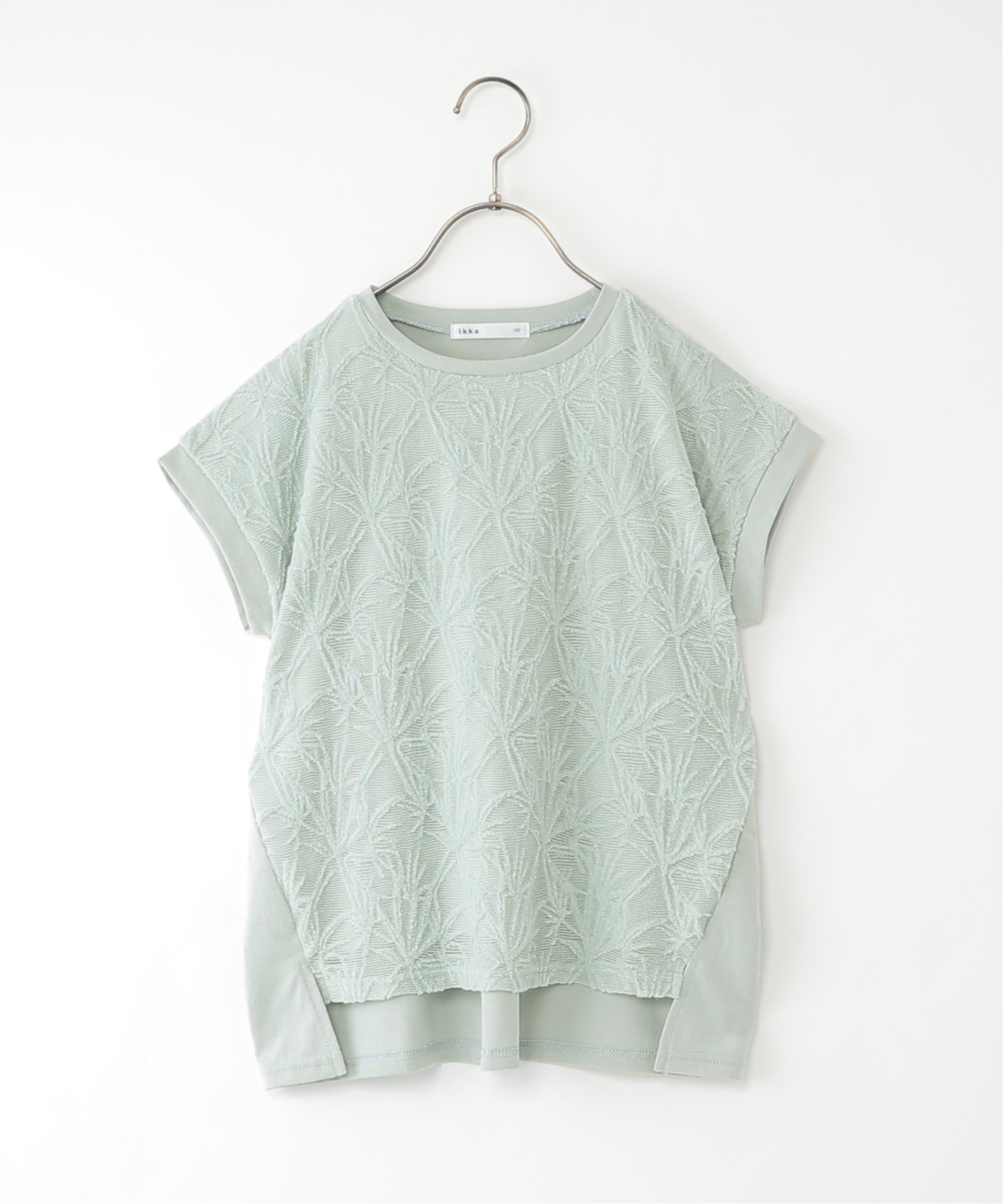 【SALE／50%OFF】ikka 【親子コーデ】冷感フロントレース切り替えプルオーバー(130~160cm) イッカ トップス カットソー・Tシャツ ホワイト グリーン