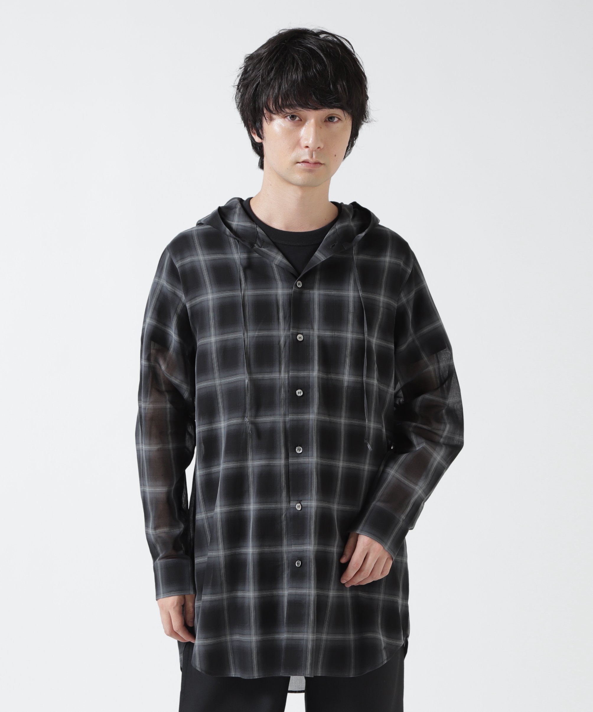 GARDEN TOKYO Toironier/トワロニエ/Sheer Hooded Shirts ガーデン トップス シャツ・ブラウス ベージュ ブラック