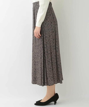 OFUON 小花柄フレアロングスカート オフオン スカート ロングスカート ブラウン ブラック【送料無料】