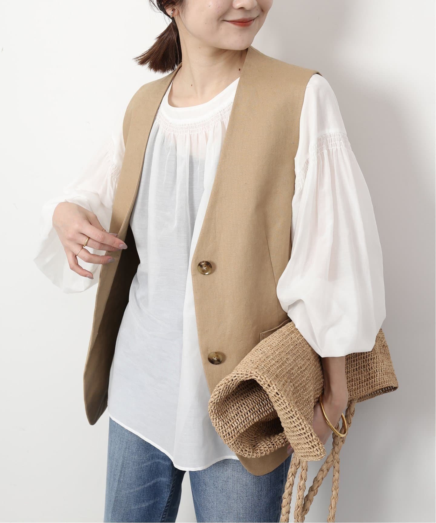 SLOBE IENA シルク混2WAYブラウス スローブ イエナ トップス シャツ・ブラウス ホワイト グレー イエロー【送料無料】のサムネイル