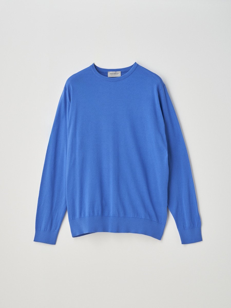 JOHN SMEDLEY Crew neck Long sleeved Pullover ｜ DAVID ｜ 30G MODERN FIT ジョンスメドレー トップス ニット ブルー【送料無料】