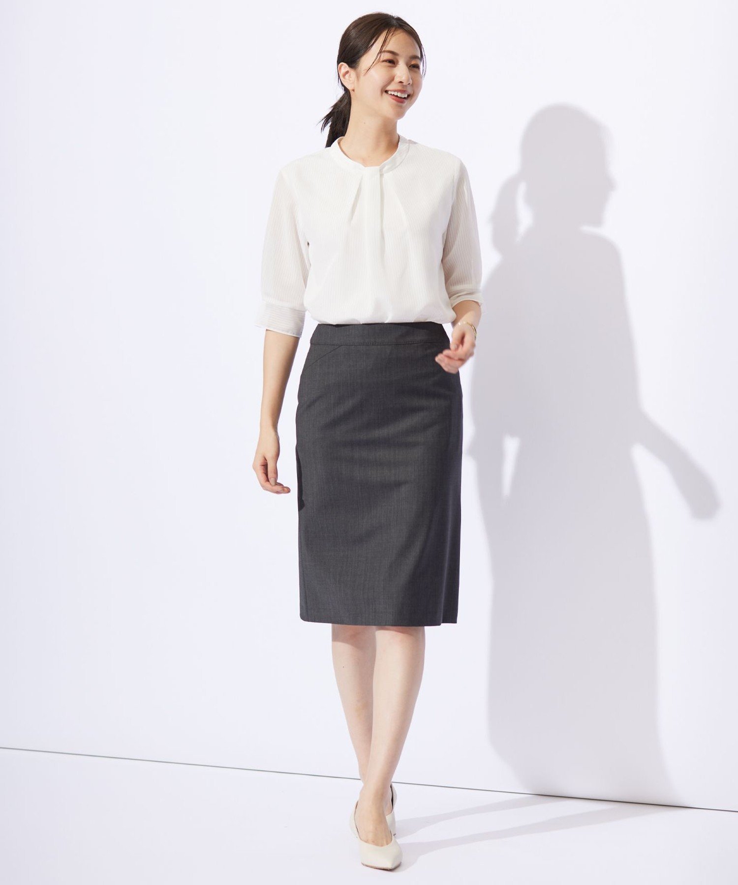 J.PRESS 【セットアップ対応】BAHARIYE PINHEAD スカート ジェイプレス スカート ロング・マキシスカート グレー