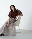 NATURAL BEAUTY BASIC パイピングチュールフレアスカート ナチュラルビューティベーシック スカート その他のスカート ブラック グレー【送料無料】