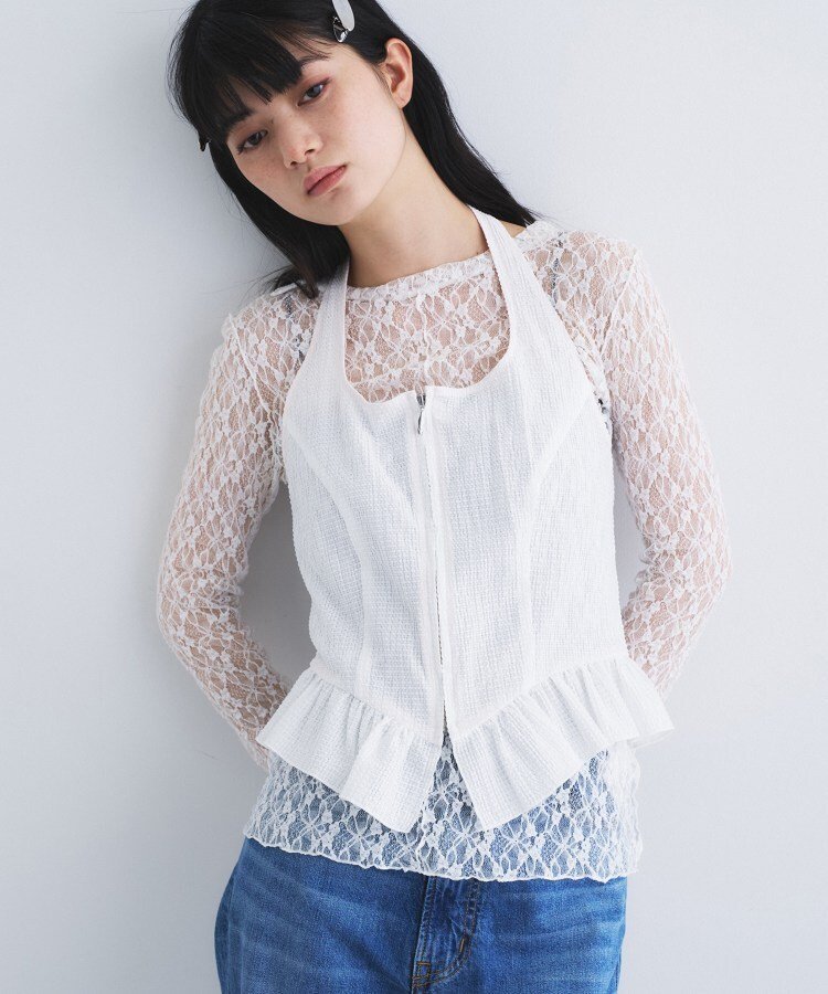 CODE A halter neck bustier コードエー トップス シャツ・ブラウス ホワイト グレー