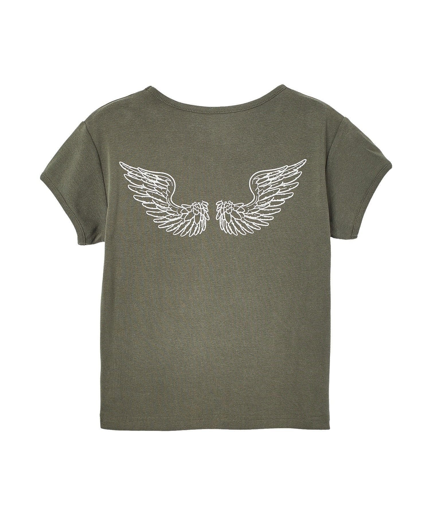 X-girl FADED ANGEL WING S/S BABY TEE エックスガール トップス カットソー・Tシャツ オレンジ グリーン ブラック