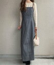 【SALE/85%OFF】JUNOAH チェックタイトキャミワンピース ジュノア ワンピース・ドレス ワンピース グレー ブラウン ブラック