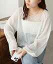 Discoat 【WEB限定】ラメスカシプルオーバー ディスコート トップス ニット ホワイト グレー グリーン ベージュ ブラック【送料無料】